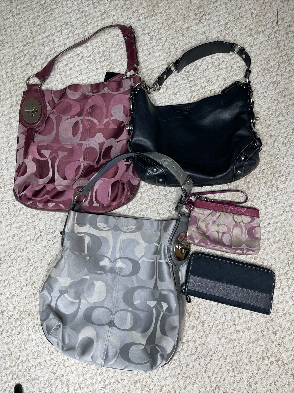 Coach Shoulder Bags Wallet and Wristlet 5 Piece Bundle